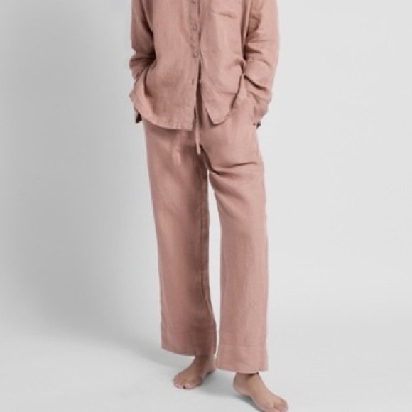 Parachute 100% Linen Pink Drawstring Straight Leg Lounge Pants Size Medium - Picture 2 of 7